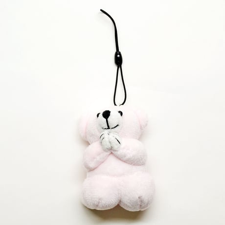 お祈りクマさんストラップ 002 ぬいぐるみストラップ ホワイト ブラウン ピンク 創価学会用グッズ SGI SOKA