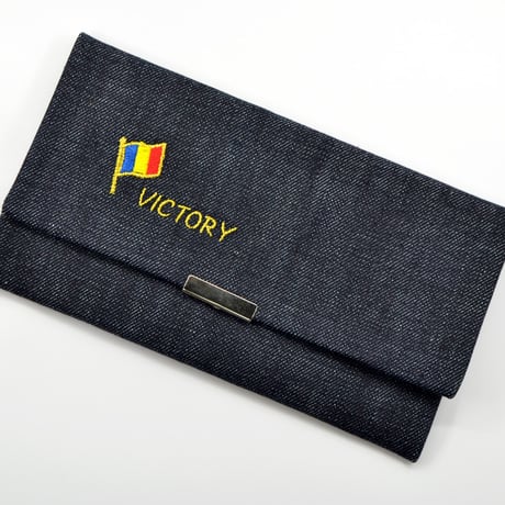 念珠ケース Ｍサイズ ＶＩＣＴＯＲＹロゴ 創価学会数珠ケース 数珠袋 007 デニム 創価学会用 SGI SOKA