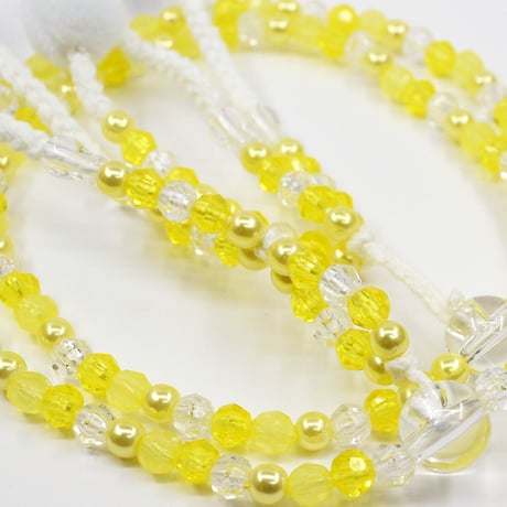 女性用 婦人用数珠 念珠 カラフル念珠 プラスチック製 8寸 050 イエロー 創価学会用 SGI SOKA