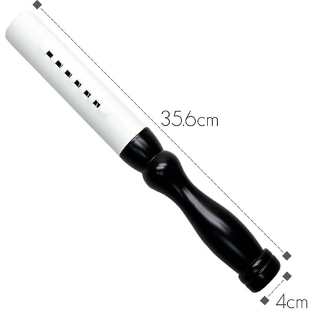 木製革巻きリン棒 １２号 長さ３５.６cm 太さ４cm 木製 白革巻き 黒塗り 本手打１０.０号用 仏具 028