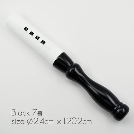 木製革巻きリン棒 ７号 長さ２０.２cm 太さ２.４cm 木製 白革巻き 黒塗り 本手打４.５号 ５.０号用 仏具 013