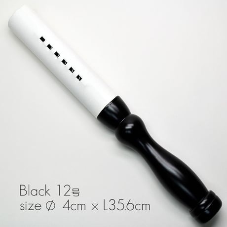 木製革巻きリン棒 １２号 長さ３５.６cm 太さ４cm 木製 白革巻き 黒塗り 本手打１０.０号用 仏具 028