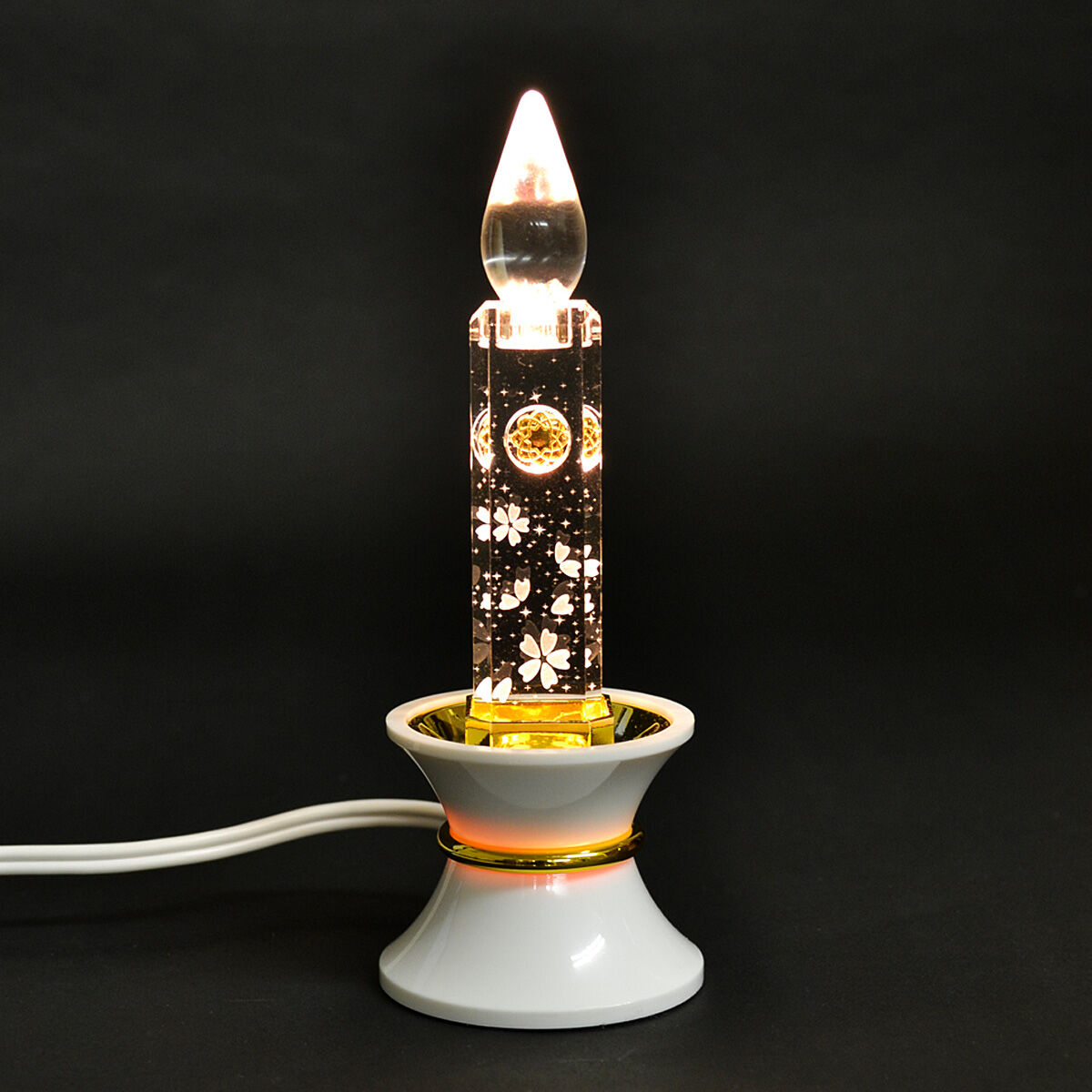 ミニクリスタルキャンドル 1基 高さ16cm 002 ゴールド 台座