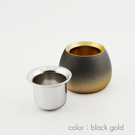 茶器 お水入れ 079 ブラックゴールド Sサイズ 真鍮製 アルミ製皿 創価学会用仏具