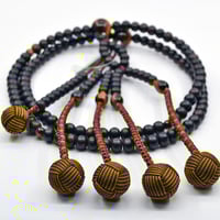 男性用 紳士用数珠 天然石念珠 尺二 Lサイズ 008 虎目石×縞黒檀 創価学会用 絹房 小田巻梵天ふさ ブラウン混合 SGI SOKA