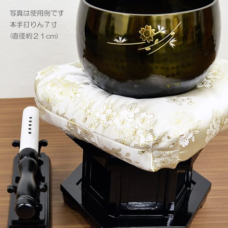 木製革巻きリン棒 ９号 長さ２７.２cm 太さ３cm 木製 白革巻き 黒塗り 本手打７.０号用 仏具 020