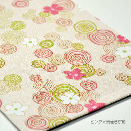 防炎お仏壇マット 7colors 016 縦16cm×横34cm 京友禅 ちりめん ベージュ ピンク桜柄 グリーン ピンク渦巻き桜柄 ブラック ブラウン ライトブラウン 仏具敷き 経机敷き