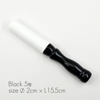 木製革巻きリン棒 ５号 長さ１５.５cm 太さ２cm 木製 白革巻き 黒塗り 本手打３.０号用 コンパクトサイズ 仏具 011