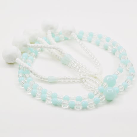 女性用 婦人用数珠 念珠 カラフル念珠 プラスチック製 8寸 020 ライトグリーン×クリア 創価学会用 SGI SOKA