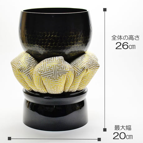 本手打リンセット 5.0寸 052 ブラック 黒 白 真鍮 仏具 りんセット