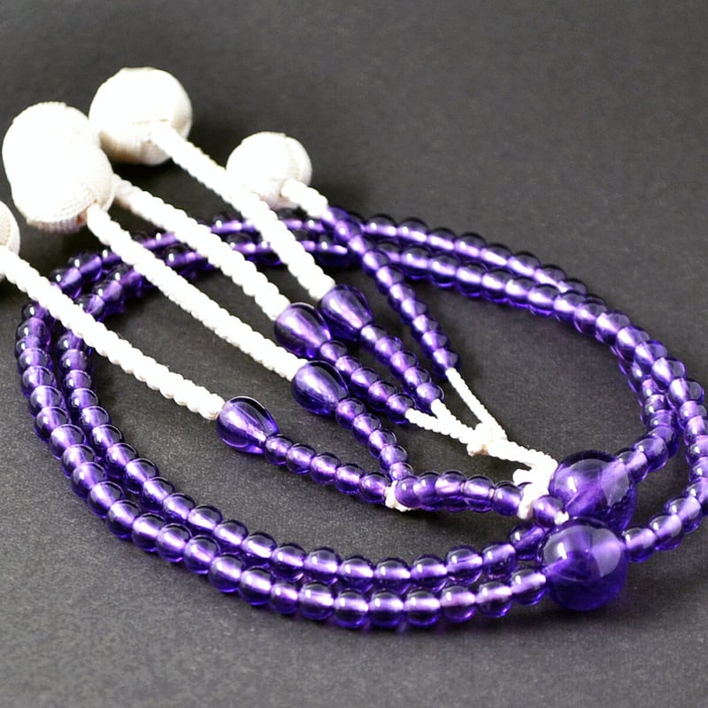女性用 婦人用 創価学会数珠 念珠 天然石念珠 8寸 001 むらさき水晶 紫