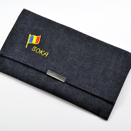 念珠ケース Ｍサイズ ＳＯＫＡロゴ 創価学会数珠ケース 数珠袋 008 デニム 創価学会用 SGI SOKA