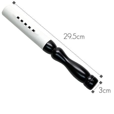 木製革巻きリン棒 １０号 長さ２９.５cm 太さ３cm 木製 白革巻き 黒塗り 本手打８.０号用 仏具 014