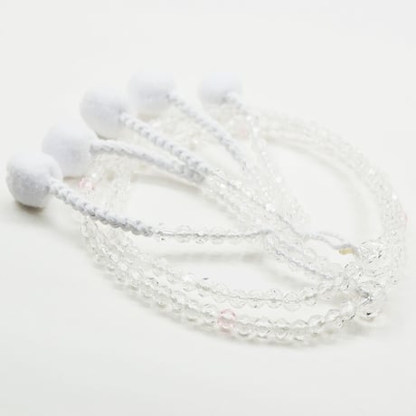 女性用 婦人用数珠 念珠 カラフル念珠 プラスチック製 8寸 039 クリア×アクセントピンク 創価学会用 SGI SOKA
