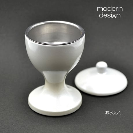 仏器 茶器セット 049 パールホワイト 合金属製 創価学会用仏具 ご飯入れ お水入れ 茶碗 仏茶器 SGI SOKA