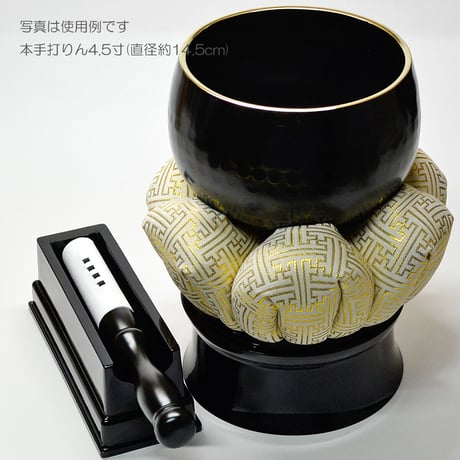 木製革巻きリン棒 ７号 長さ２０.２cm 太さ２.４cm 木製 白革巻き 黒塗り 本手打４.５号 ５.０号用 仏具 013