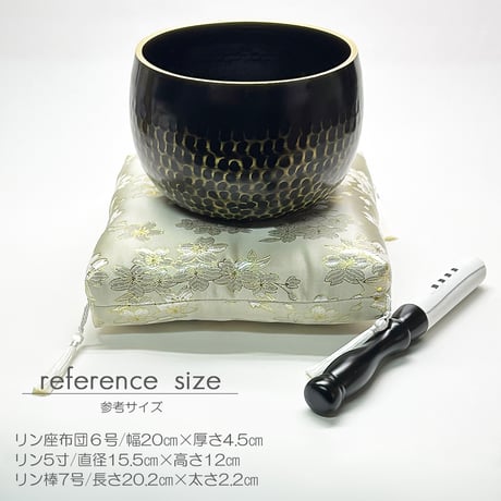 リン座布団１枚 ６.０号 幅２０ｃｍ 厚さ４.５ｃｍ 本手打りん ５.0寸用 金襴桜模様 ベージュ ゴールド 仏具 036