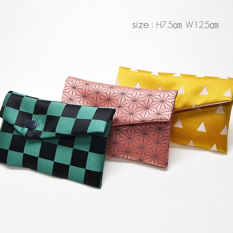 子供用念珠ケース 055 市松模様×グリーン 麻の葉模様×ピンク 鱗模様