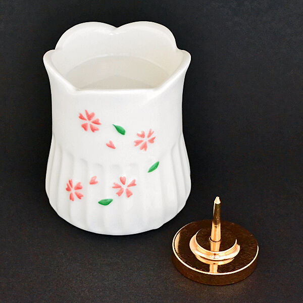 ろうそく立て 1本 019 ホワイト さくら模様入り 灯立て 創価学会仏具