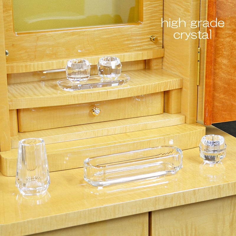 仏具セット 054 6点セット 灰付き クリスタル ダイヤカット ミニ仏壇