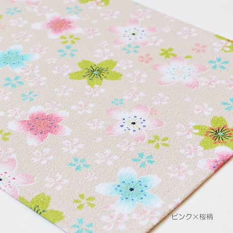 防炎お仏壇マット 7colors 経机敷き16号 024 縦24.5cm×横37.5cm 京友禅 ちりめん ベージュ ピンク桜柄 グリーン ピンク渦巻き桜柄 ブラック ブラウン ライトブラウン 仏具敷