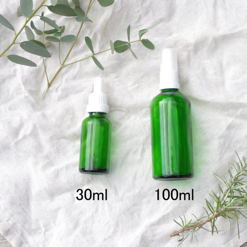 ポンプキャップ付き遮光瓶（緑）100ml | マメケンマート