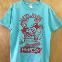 PitBar Benefit!! HERESY Official " NETWORK OF FRIENDS" T-SHIRT(ミントグリーン・レッド)