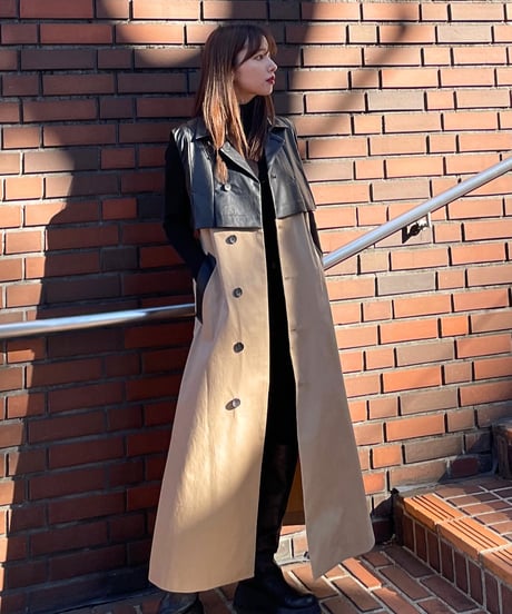 Faux leather tuck gilet / BEIGE / S
