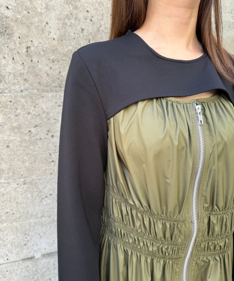 Gather layered dress / KHAKI / S