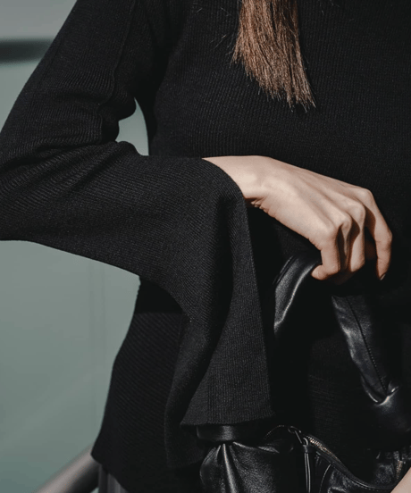 Arm slit knit pullover / BLACK / F