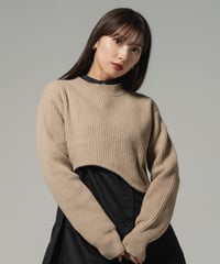 Wave Hem Knit Tops / BEIGE / F