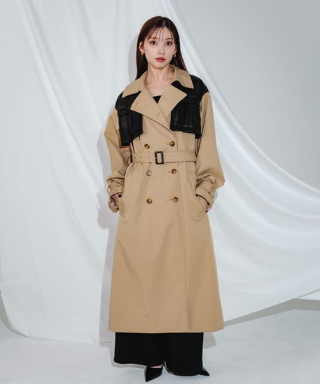 【UNISEX】layered like belted trench coat