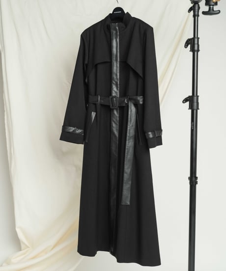 【UNISEX】 Crop Layer Long Coat / BLACK / M