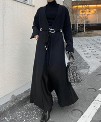 Rope belt robe coat / F