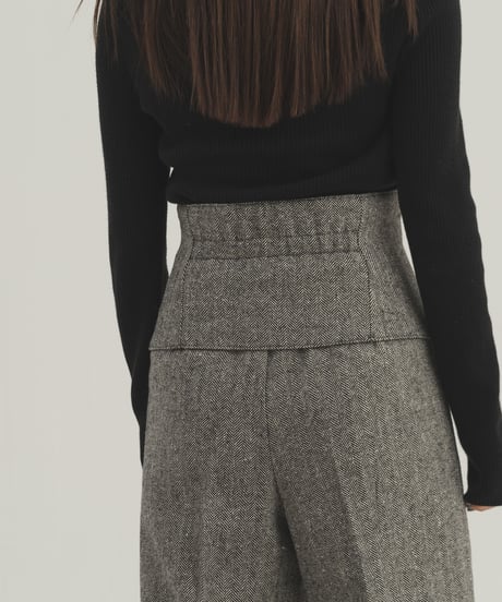 Corset Straight Pants / GRAY / S