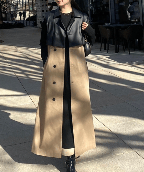 Faux leather tuck gilet / BEIGE / S