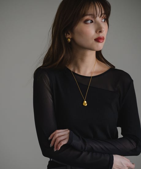 Sheer switch jersey top/ BLACK / F