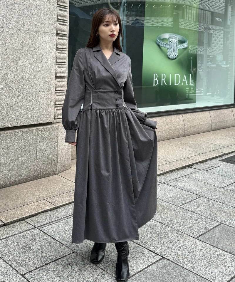 Zip cache-coeur dress / GRAY / S | LEANN MOMENT