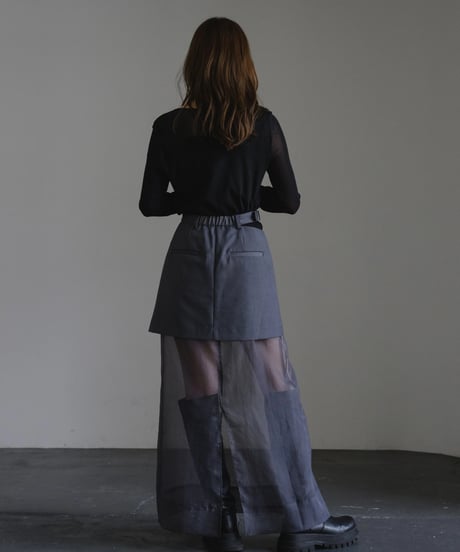 Sheer switch jersey top/ BLACK / F