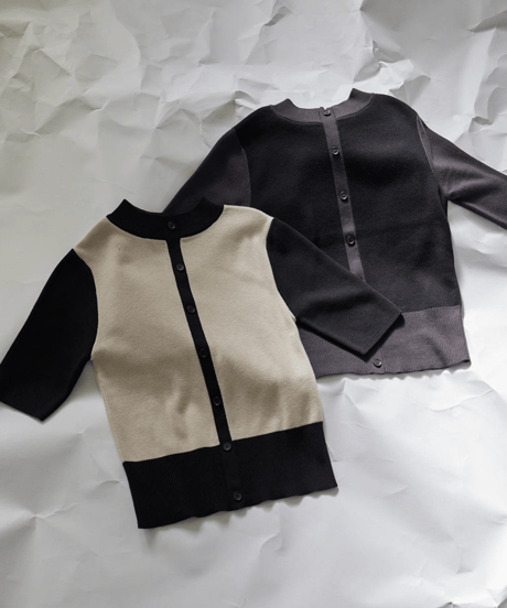 Color scheme knit tops / BLACK