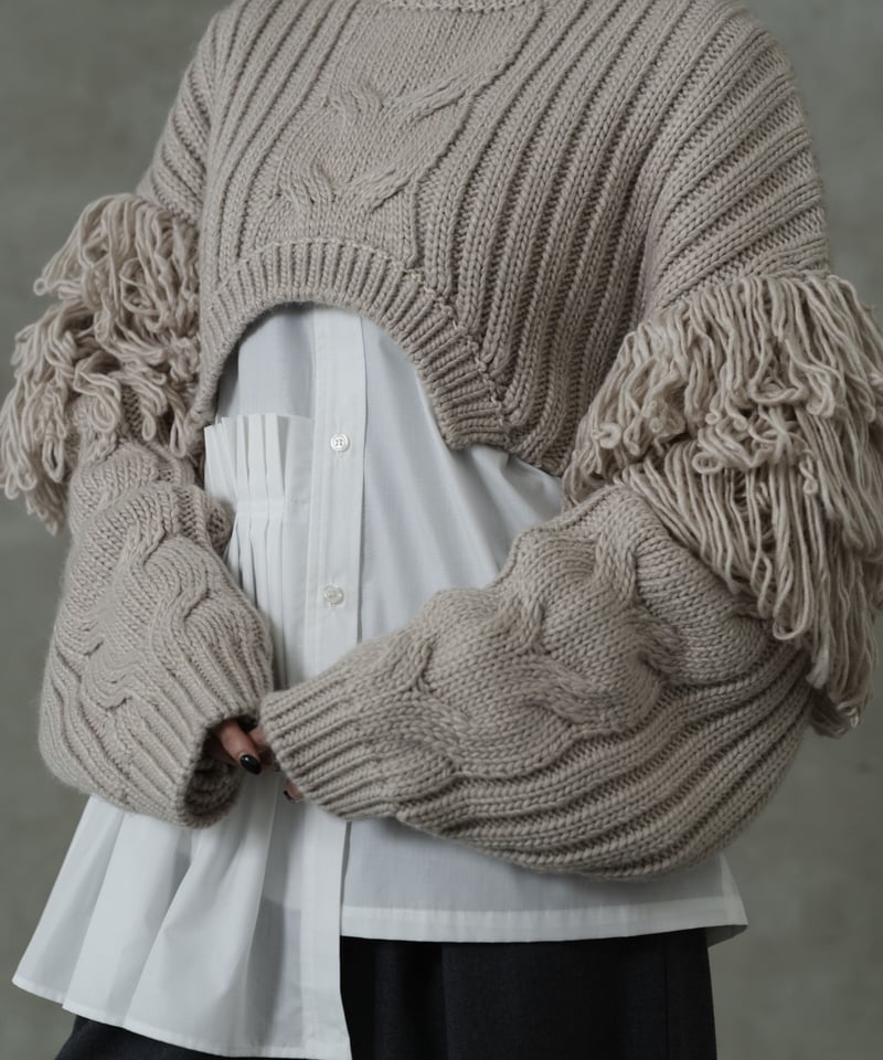 Fringe cable short knit top | LEANN MOMENT | リー