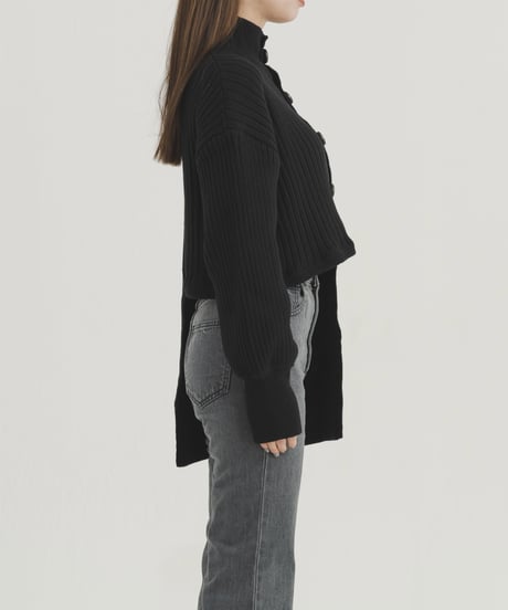 Step hem Cardigan / BLACK / F