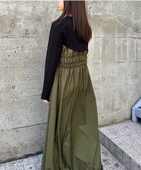 Gather layered dress / KHAKI / S