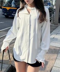 Asymmetry lapel blouse / WHITE / F