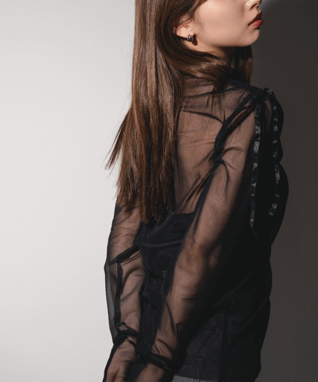 Sheer gather tulle Tops / F