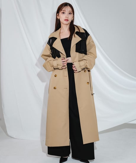 【UNISEX】layered like belted trench coat