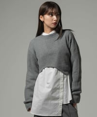 Wave Hem Knit Top / GRAY / F
