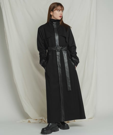 【UNISEX】 Crop Layer Long Coat / BLACK / M