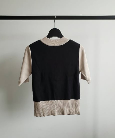 Color scheme knit tops / BLK&BEG