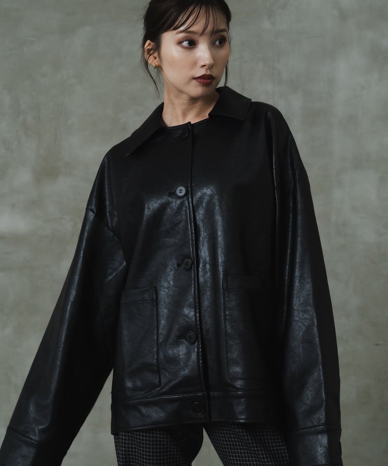 Big leather jacket | LEANN MOMENT | リーンモーメント公式オ...